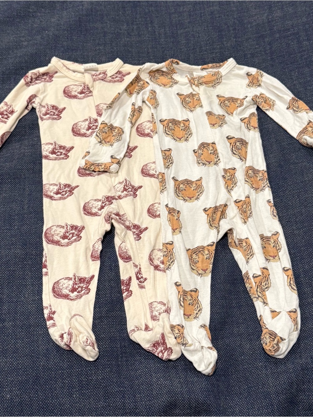 kate quinn Bundle Tiger Fox Animap Print Footed Sleepers Footie 0-3m Bamboo Zip